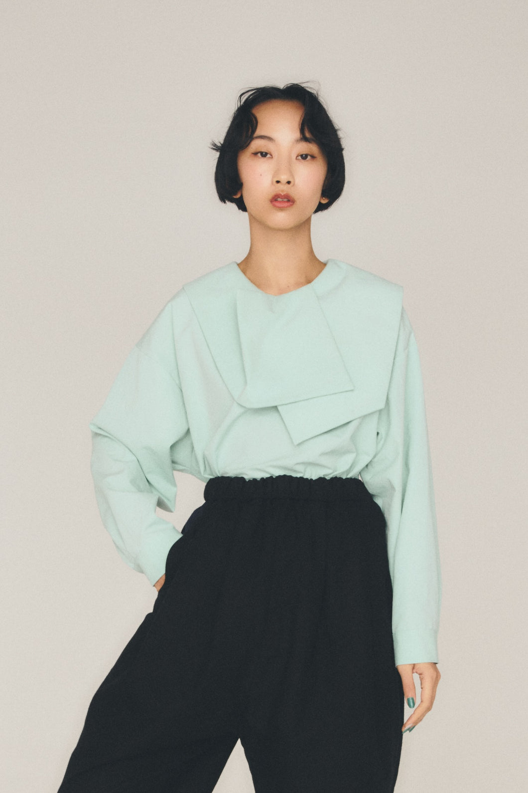 レターカラーブラウス_mint green