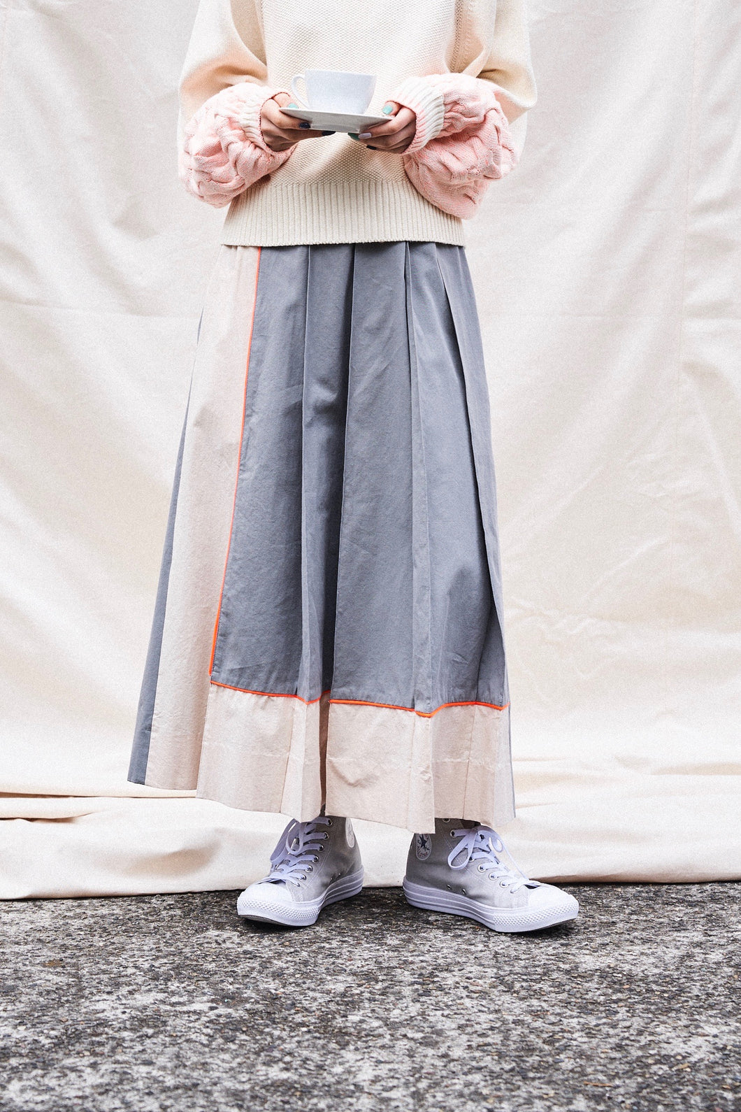 エプロンプリーツスカート_grey