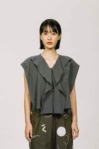 フォルデッドカラープルオーバー_charcoal grey