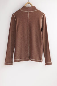 ステッチハイネックプルオーバー_brown